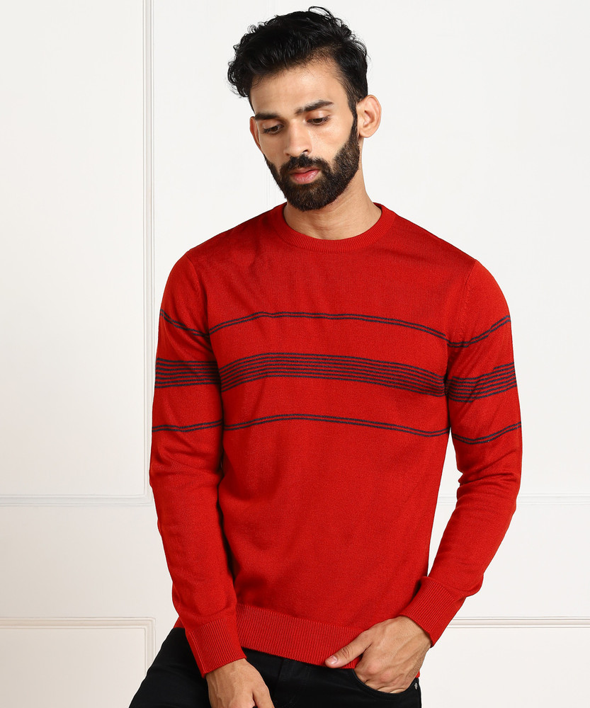 NUMERO UNO Woven Round Neck Casual Men Red Sweater Buy NUMERO