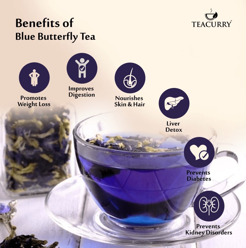 BLUE TEA  Butterfly Pea Flower Lavender  15 Pyramid Tea Bags  Caffeine  Free  Calming  Stress Relief  for Beverage  Non GMO  Premium Tin Pack   