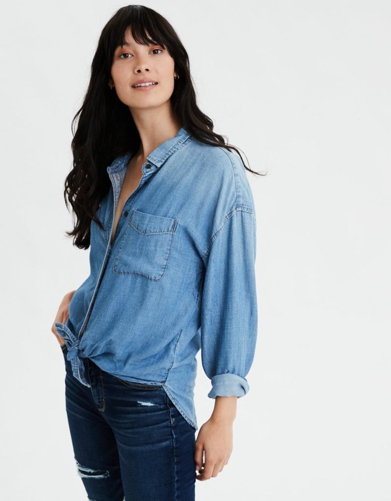 American Eagle Outfitters Women Solid Casual Blue Shirt Buy American Eagle Outfitters Women Solid Casual Blue Shirt Online at Best Prices in India Flipkart