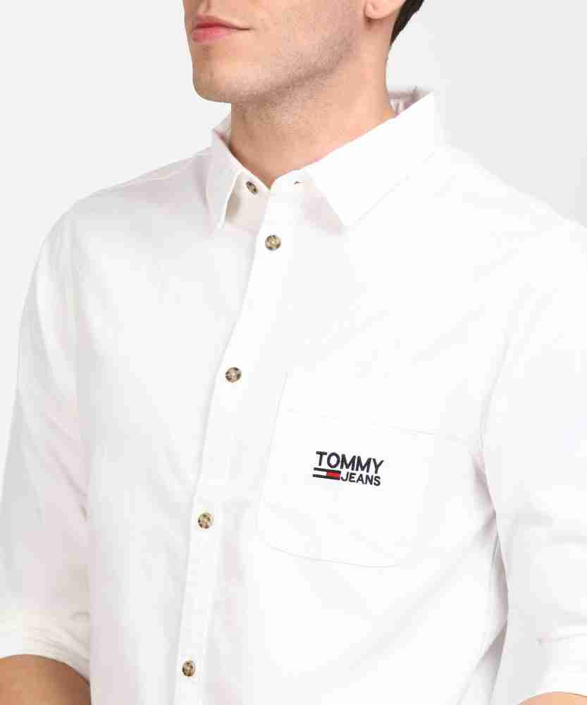 TOMMY HILFIGER Men Solid Casual White Shirt - Buy TOMMY HILFIGER Men Solid  Casual White Shirt Online at Best Prices in India