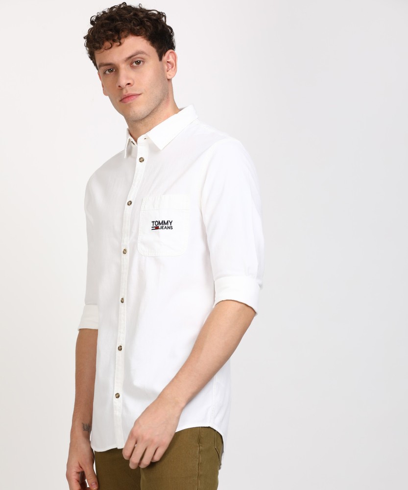 TOMMY HILFIGER Men Solid Casual White Shirt - Buy TOMMY HILFIGER Men Solid  Casual White Shirt Online at Best Prices in India