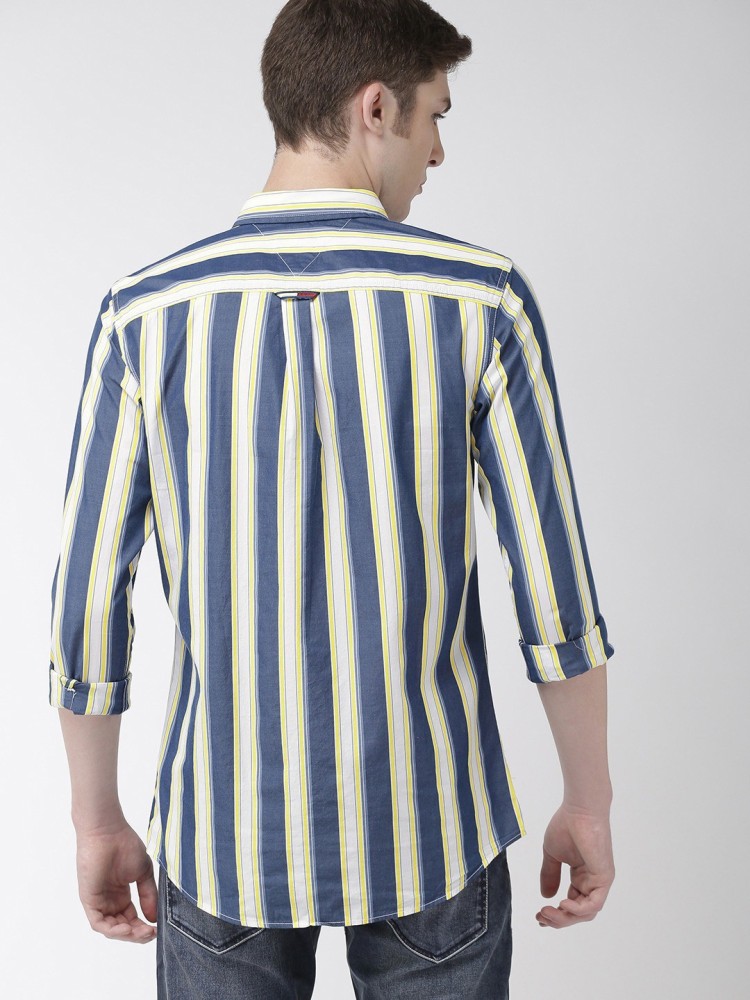 TOMMY HILFIGER Men Striped Casual Blue Shirt - Buy TOMMY HILFIGER Men  Striped Casual Blue Shirt Online at Best Prices in India