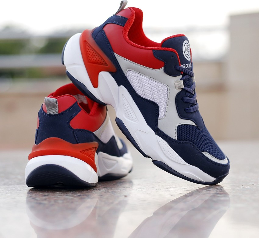 Red white blue running on sale shoes