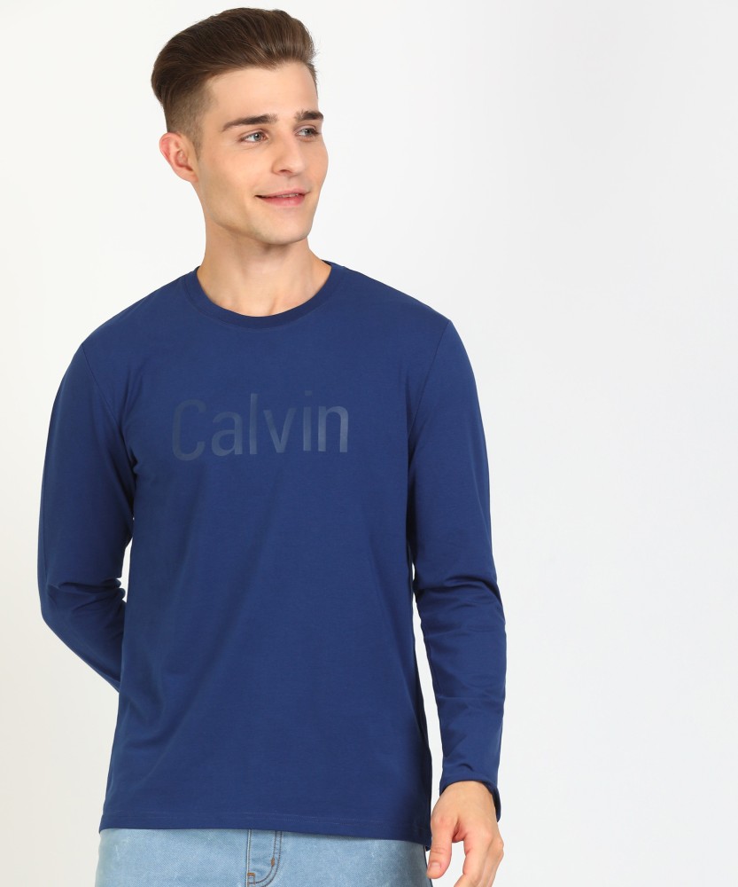 Calvin Klein Jeans Printed Men Round Neck Blue T-Shirt - Buy