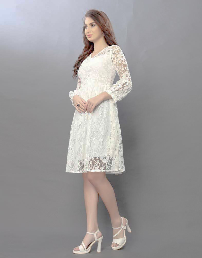Vaani Creation Women A line White Dress Buy Vaani Creation Women A line White Dress Online at Best Prices in India Flipkart