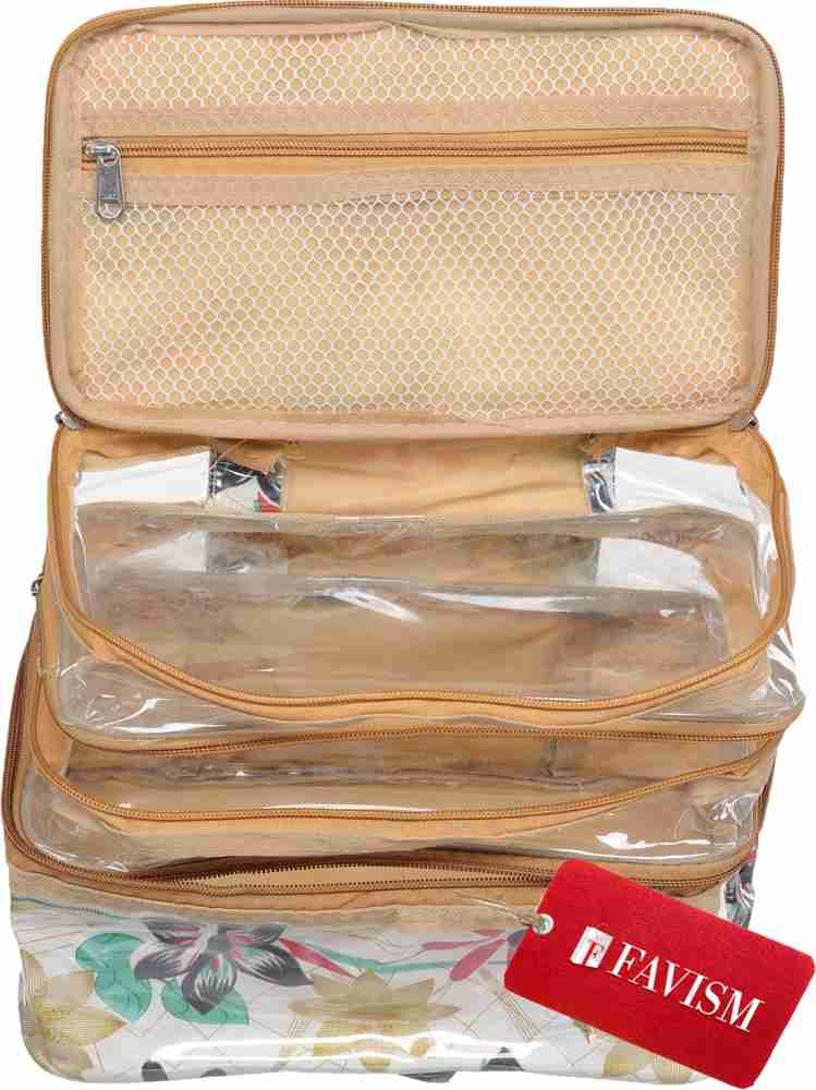 ultimatefashionista Transparent PVC Make Up Kit Cum Jewellery Kit (Silver) Makeup  Bag Toiletries Bag Cosmetic Kit Pouch Utility Bag vanity box,jewellery box  Vanity Box(maroon) vanity box,makeup box Vanity Box Price in India 