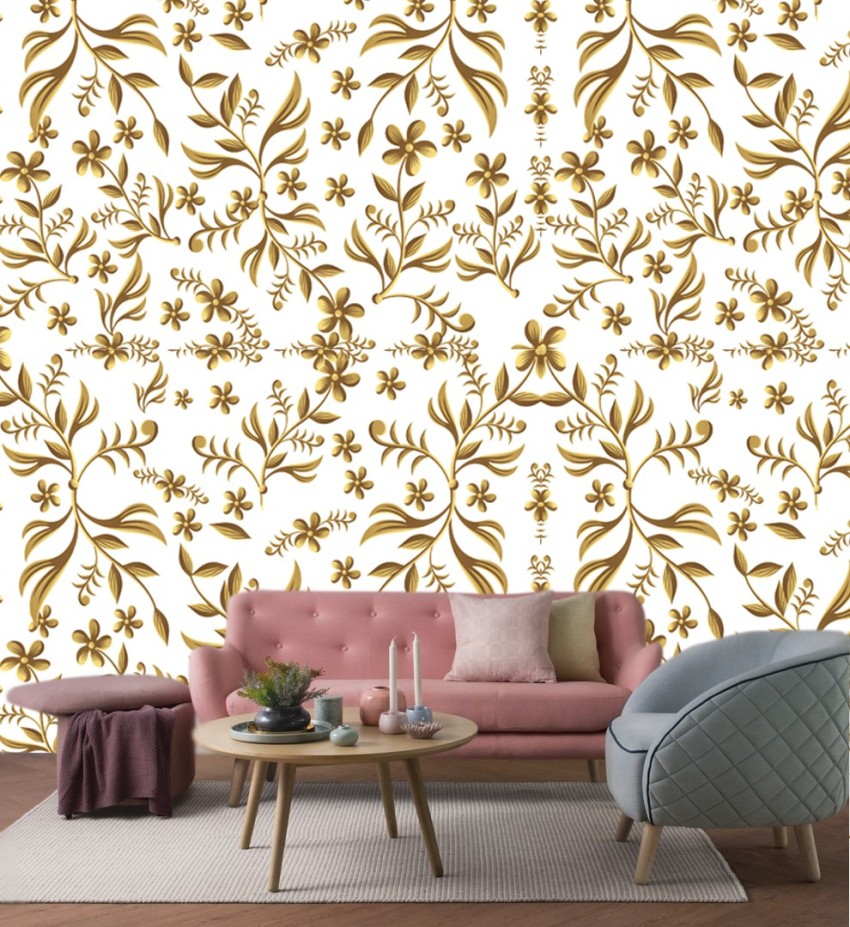 Univocean Golden Floral Peel and Stick Home Wallpaper PVC Self Adhesive  Wall Decor for Living Room Hall Restaurant 1000 x 45 cm Multicolour   Amazonin Home Improvement