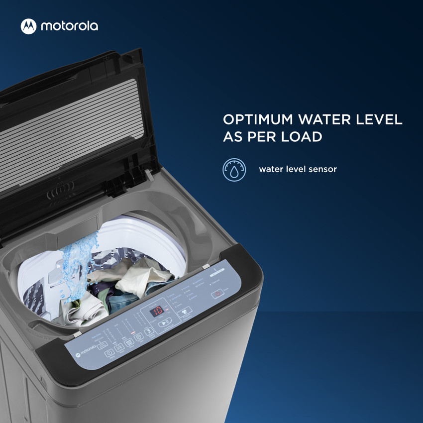 MOTOROLA 7.5 kg Garment Sterilization Fully Automatic Top Load Washing Machine with In built Heater Grey