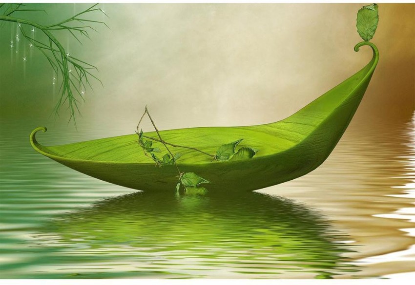 Leaf Boat In The Lake Premium Poster Paper Print - ArtzFolio.com