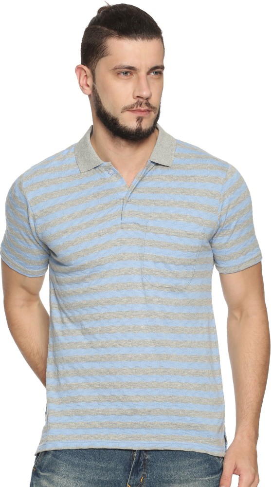 EKFX Blue Striped Polo Tshirts, Half Sleeves