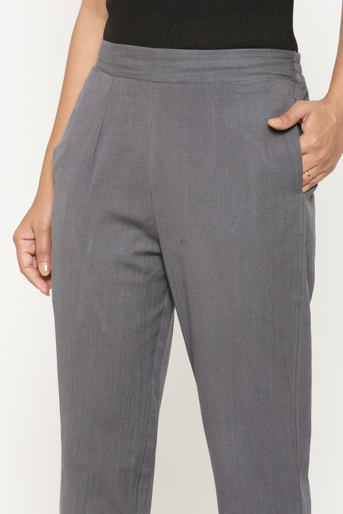 Frankie Natural Grey Heavy Linen Trousers  Linenfox