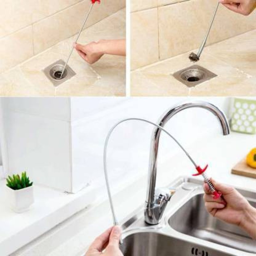 Metal wire brush hook spring pipe sink sewer cleaning dredging device