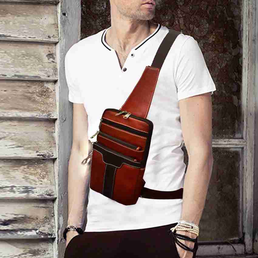 Sling Crossbody Backpack Shoulder Bag Men Women Leather Chest Purse Fanny  Pack