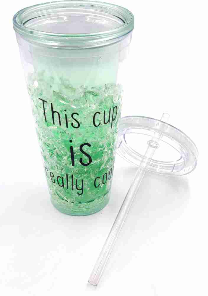 DAYTODAY Frosty mug for Beverages , Cocktails and beverages with lid and  straw Cool Ice Cup Jar for Juice, Coffee, Beer, Ice Cream, Soft Drinks,  Water Shakes (Green) Glass Frosty Freezer Beer