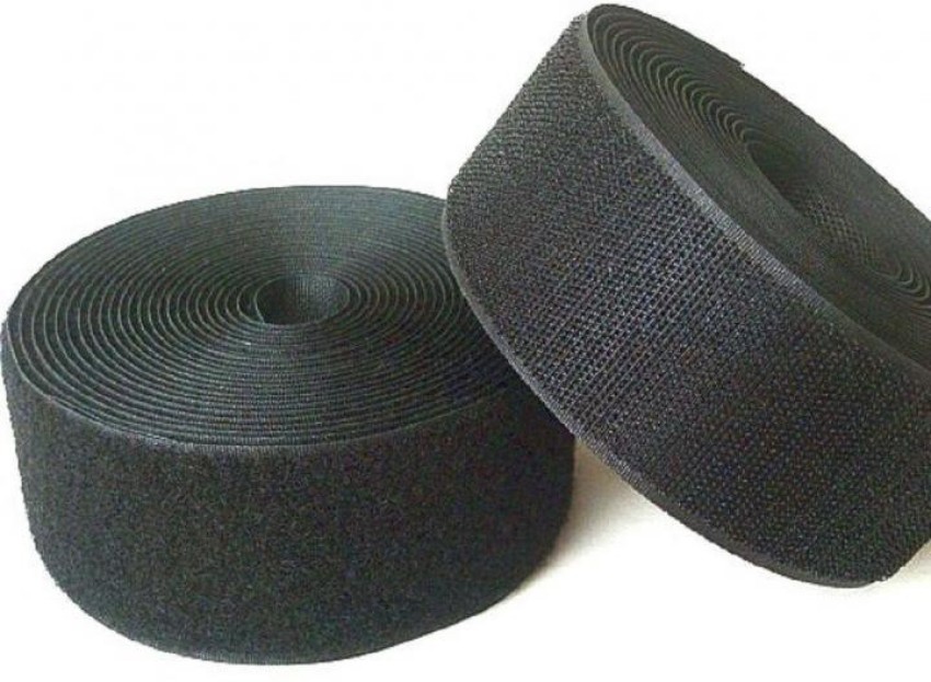 Cryonics India Velcro 5 Meter (50mm 2 Inch) Hook + Loop Fastener tape roll  strips Used in Sofas Backs, Footwear, Pillow Covers, Bags, Purses, Curtains  etc. (5Meter Black) Sew-on Velcro Price in