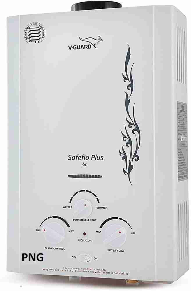 V-Guard 6 L Gas Water Geyser (6L PNG GAS GEYSER (SAFE FLOW PLUS, WHITE),  White) Price in India - Buy V-Guard 6 L Gas Water Geyser (6L PNG GAS GEYSER  (SAFE FLOW