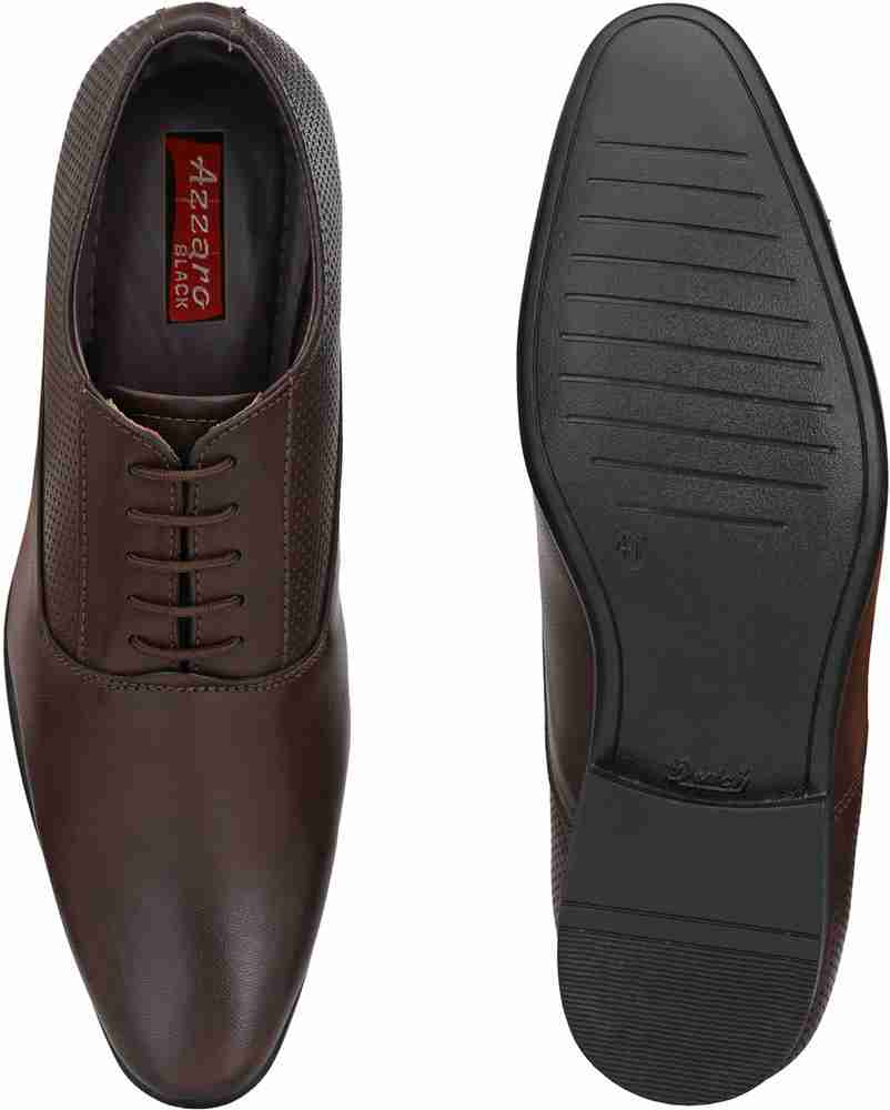 Azzaro Black Men s Brown Synthethic Leather Lace Up Formal Shoes