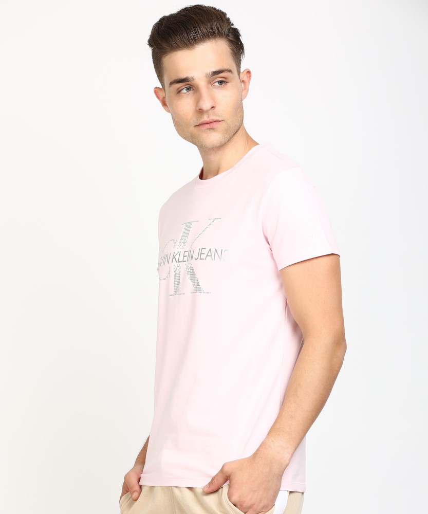 Calvin Klein Jeans Men Pink Printed Round Neck T-shirt