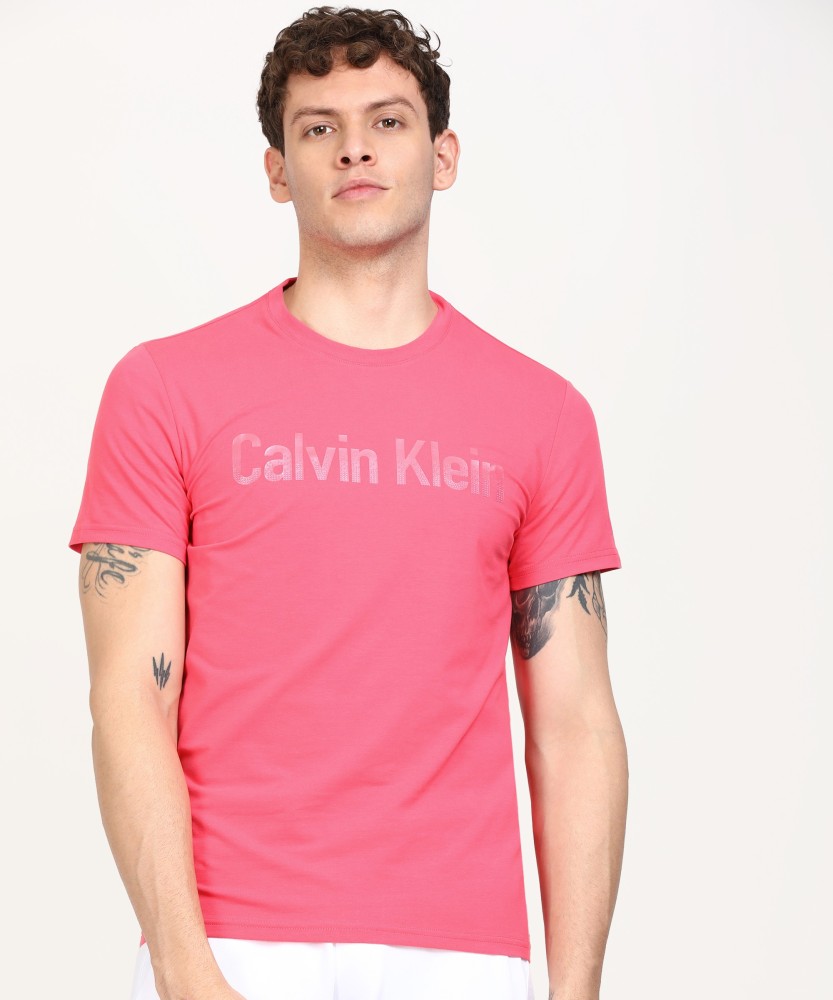 Calvin Klein Jeans Printed Men Round Neck Pink T Shirt Buy