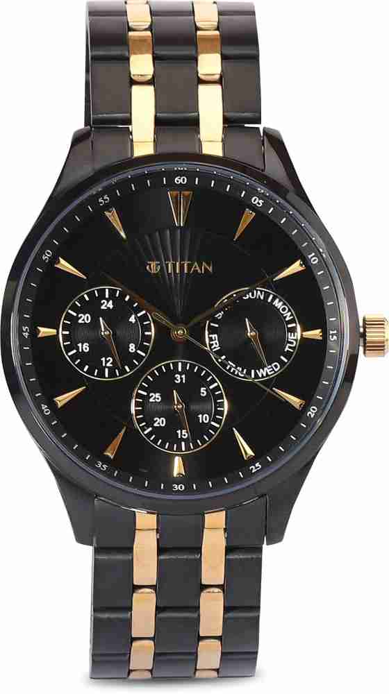 Titan black and outlet gold watch