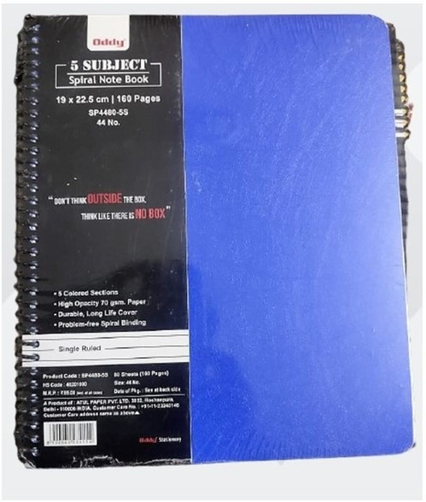 Oddy SPIRAL NOTEBOOKS A4 Note Book RULED 80 Pages Price in India - Buy Oddy  SPIRAL NOTEBOOKS A4 Note Book RULED 80 Pages online at Flipkart.com