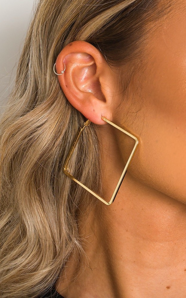 ASOS DESIGN Hoop Earrings In Large Square Shape In Gold Tone