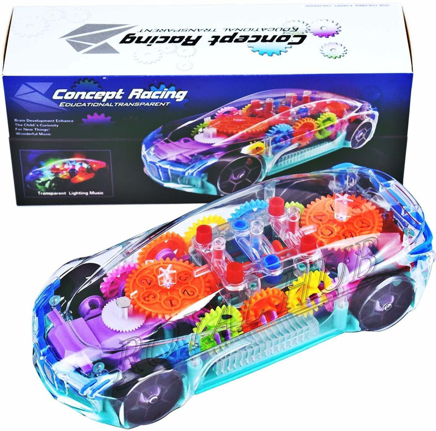 Umdha 3D Super Car Toy Car Toy for Kids with 360 Degree Rotation Gear Simulation Mechanical Car Concept Racing Car Sound Light Toys for Kids Boys Girls 3D Super