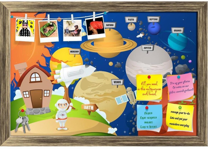 Artzfolio Astronaut & Planet System Printed Bulletin Board Notice Pin Board  Soft Board  Antique Golden Frame 17.5inch x 12inch (44.5cms x 30.5cms) Bulletin  Board Bulletin Board Price in India - Buy Artzfolio Astronaut & Planet  System Printed Bulletin