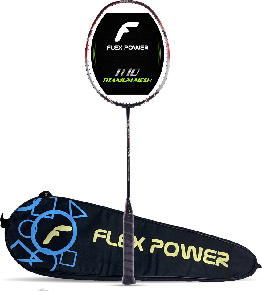 Flex Power Ti 10 Titanium Mesh Full Graphite Red Unstrung Badminton Racquet 