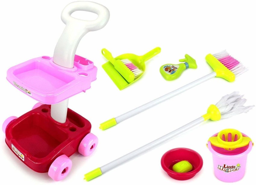 Fun Little Toys 15 Pcs Kids Cleaning Set Includes Broom, Mop, Brush