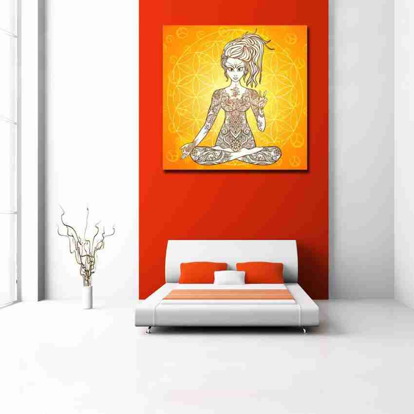 Artzfolio 106.68 cm Traditional Indian Arabic Art with Yoga Design D4 Peel  & Stick Vinyl Wall Sticker 42inch x 42inch (106.7cms x 106.7cms) Self  Adhesive Sticker Price in India - Buy Artzfolio