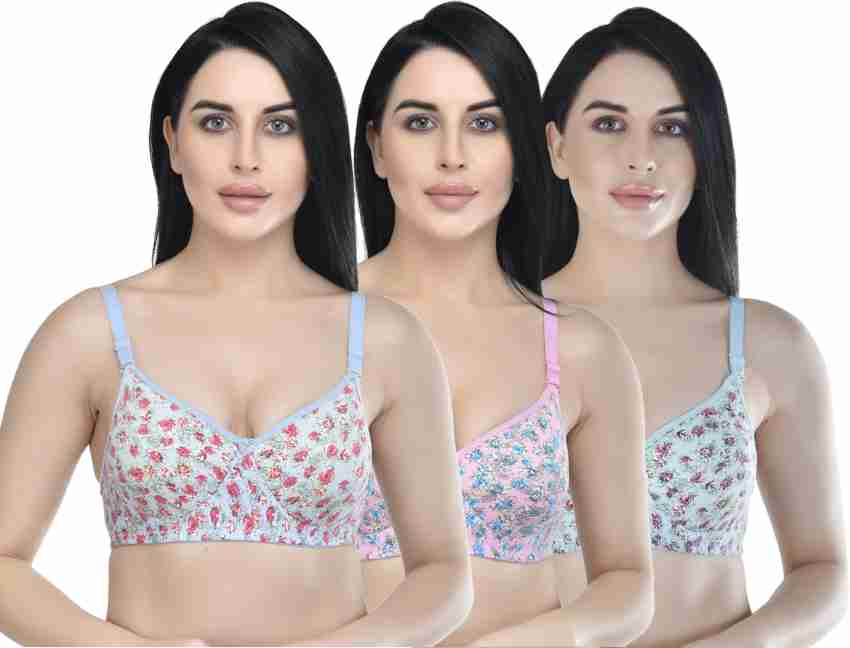 Buy FUNAHME Cotton Wire Free Regular Maternity Bra Panty Set for Women's  Combo (Pack of 3) Multicolour at