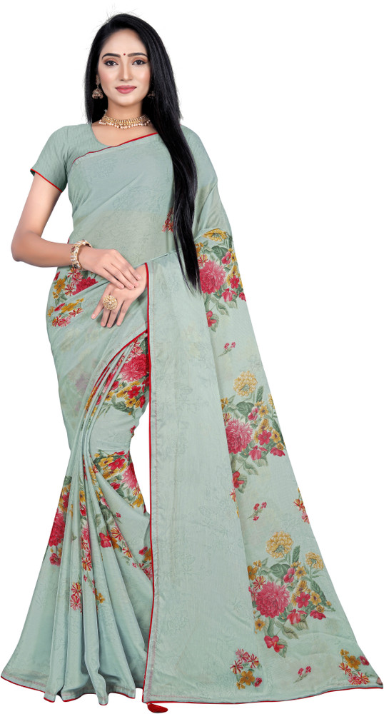 Buy Pbs Prints Floral Print Daily Wear Chiffon Grey Sarees Online