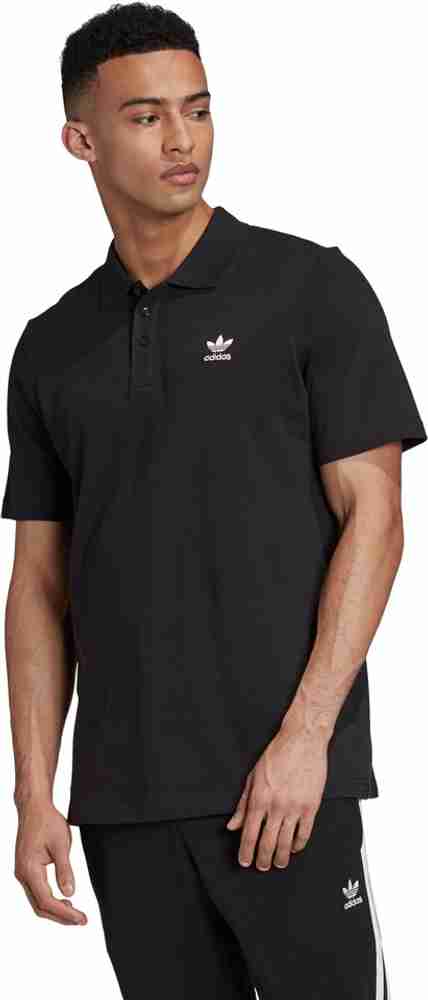 ADIDAS ORIGINALS Sporty Men Polo Neck Black T Shirt