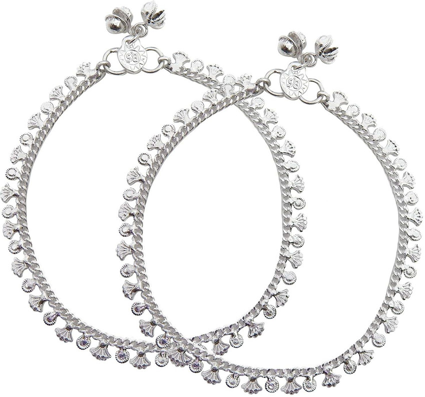 FRESH VIBES Daily Wear Traditional Design Silver Payal for Women