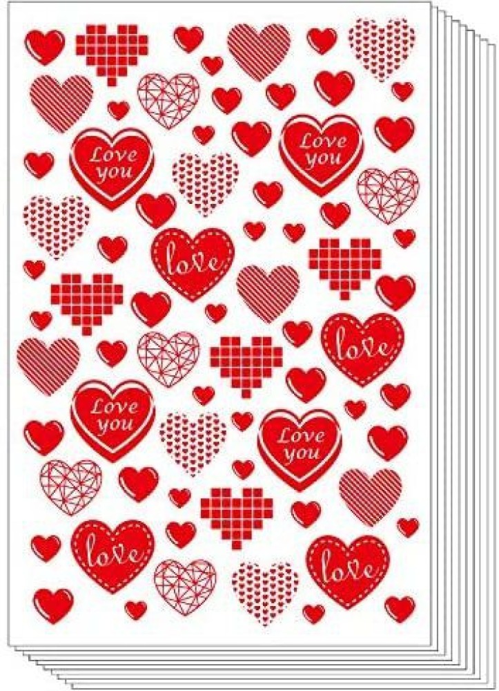 Sticker Valentine's background with red hearts. 