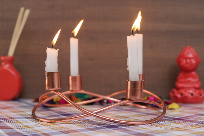 Timyka Unique Candle Stand Rose Gold Finish 1 stand In 4 Candle