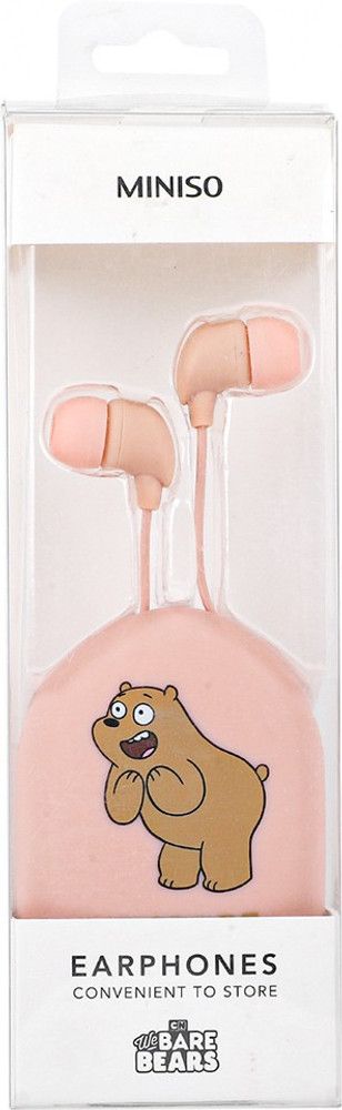MINISO We Bare Bears In Ear Headphones With Microphone and storage