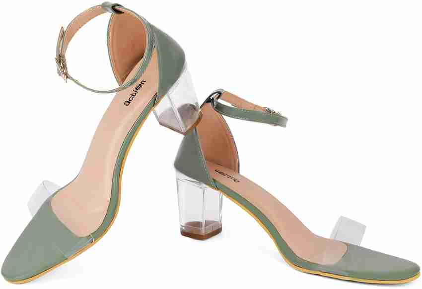 Olive green store chunky heels