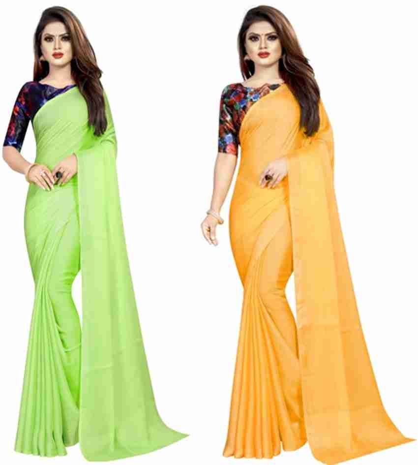 Plain saree with designer blouse flipkart shop