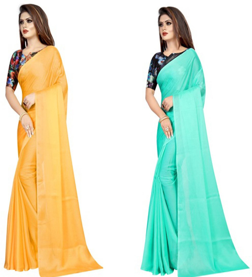 Plain saree with designer blouse flipkart best sale