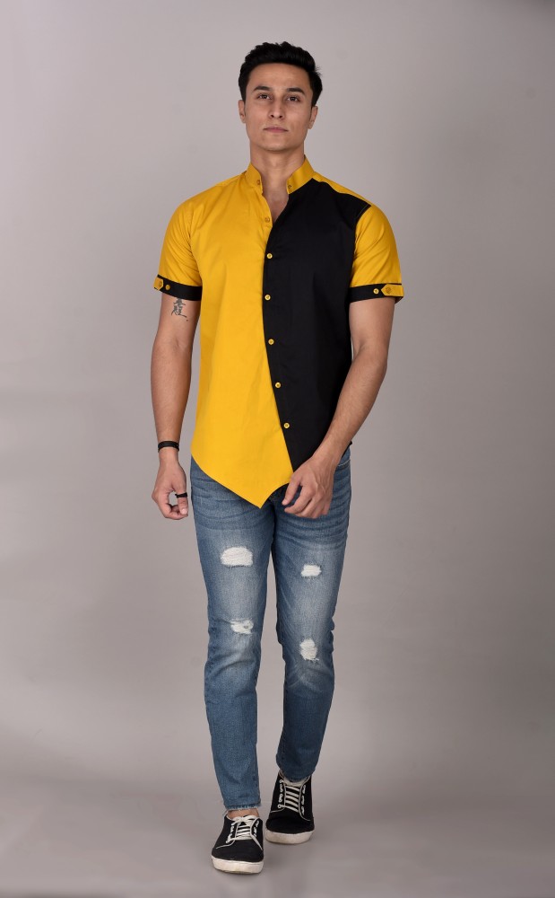 Yellow shirt black on sale jeans