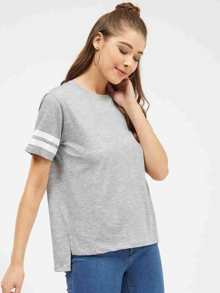 HARPA Solid Women Round Neck Grey T-Shirt - Buy HARPA Solid Women