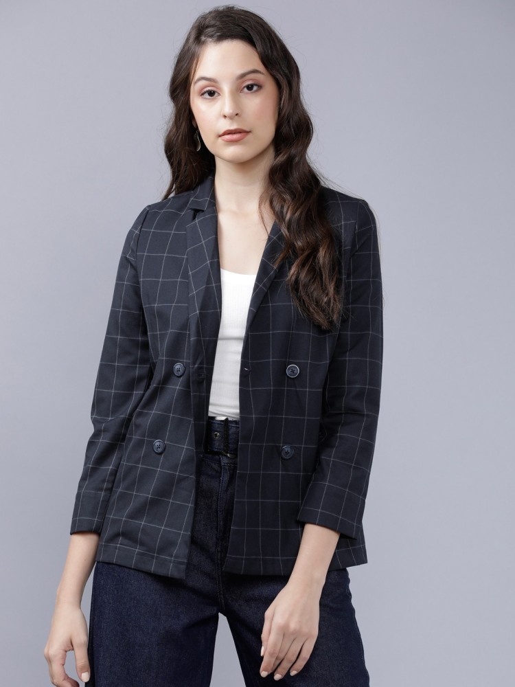 Double Breasted Plaid Blazer