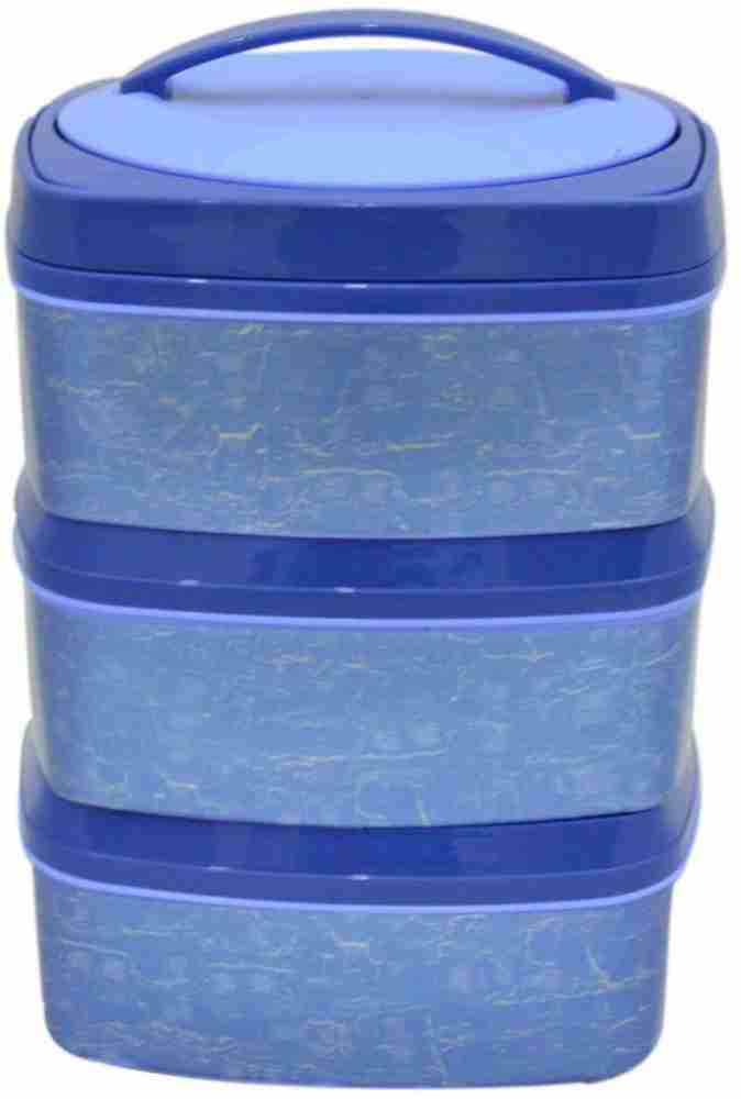 Milton Double Decker Lunch Box Set With 3 Leak Proof Plastic Container (  Blue)