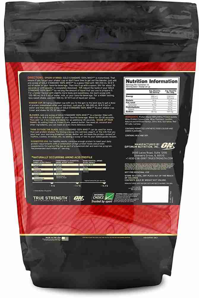 Optimum Nutrition, Gold Standard 100% Whey Protein Powder, Double Rich  Chocolate, 1 lb, 14 Servings