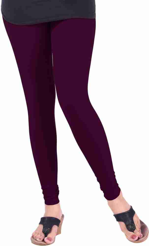 Buy Cotton Lycra Churidar Free Size Dark Violet Leggings Online