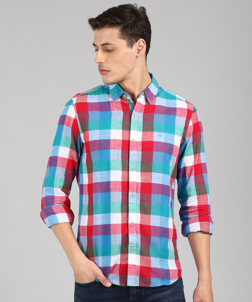 United Colors of Benetton Men Checkered Casual Multicolor Shirt