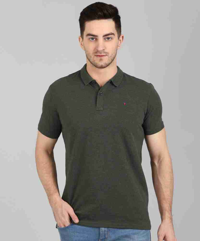 Louis Philippe Sport Men Olive Green Polo Collar T-shirt