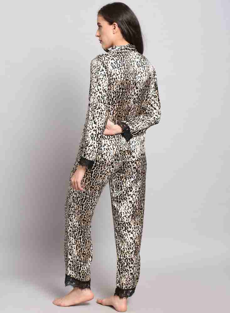 Leopard print satin online pyjama set